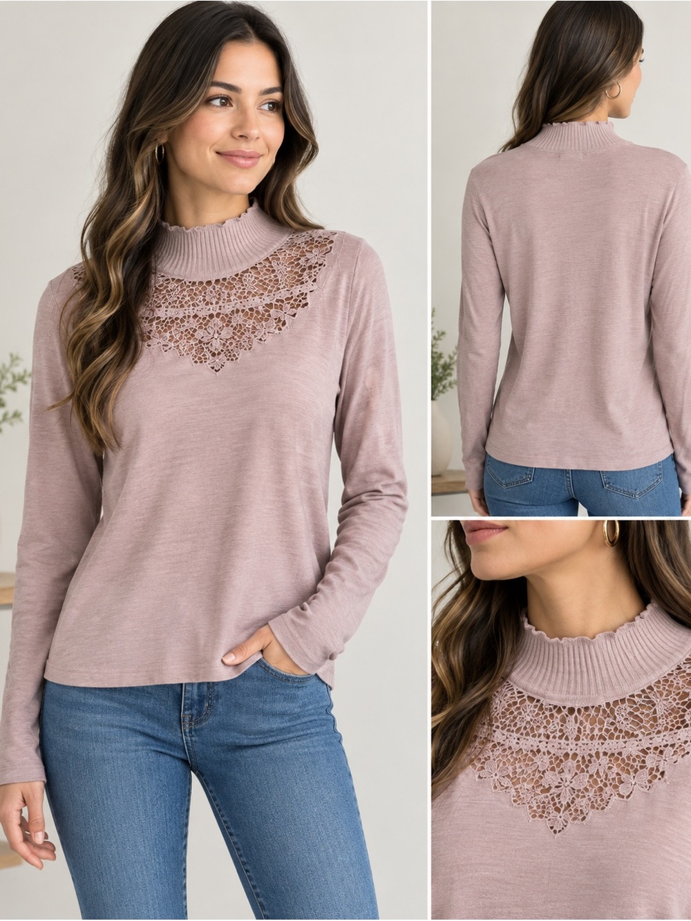 Purple Lace Detail Sweater